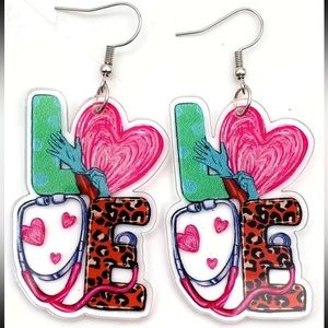 NWT Love Nursing Acrylic Earrings